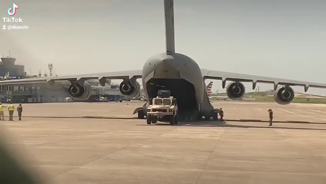 Canadian military plane transporting material support for the incoming US-led intervention