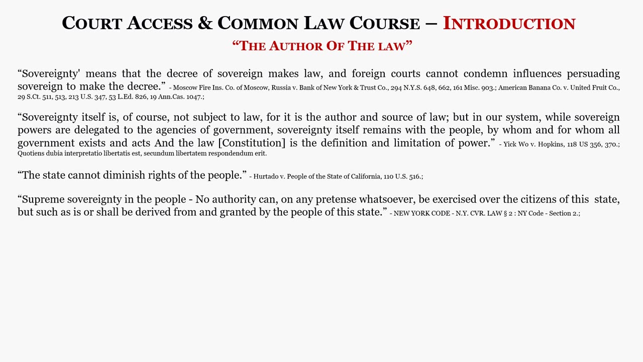 Court Access and the Common Law Course - Introduction