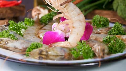 Basal shrimp sashimi#seafood