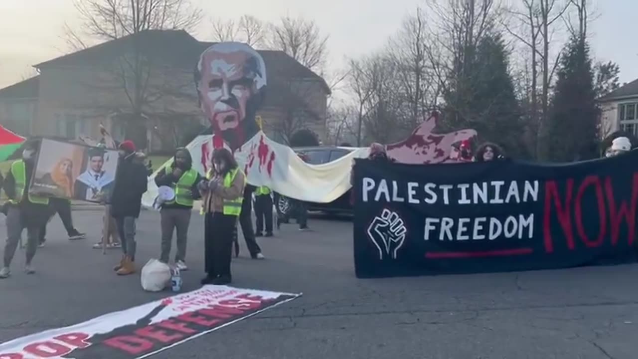 Pro-Palestinian activists protesting at Lloyd Austin’s home