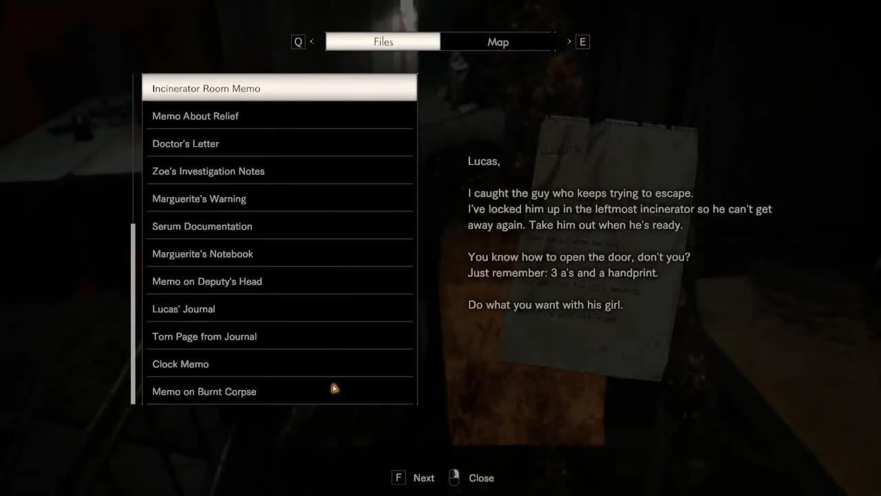 Resident Evil 7 - 10 Testing Area - File 22 Memo on Burnt Corpse