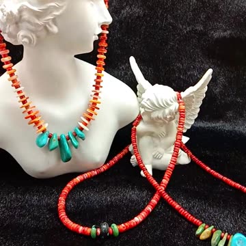 Natural Spiny Oyster Shell With Turquoise Native American Navajo Style necklace02