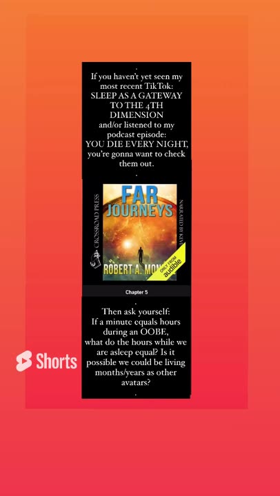 As I said on the podcast, 8 hours is a LONG TIME! (Sleep is a gateway to the 4d)