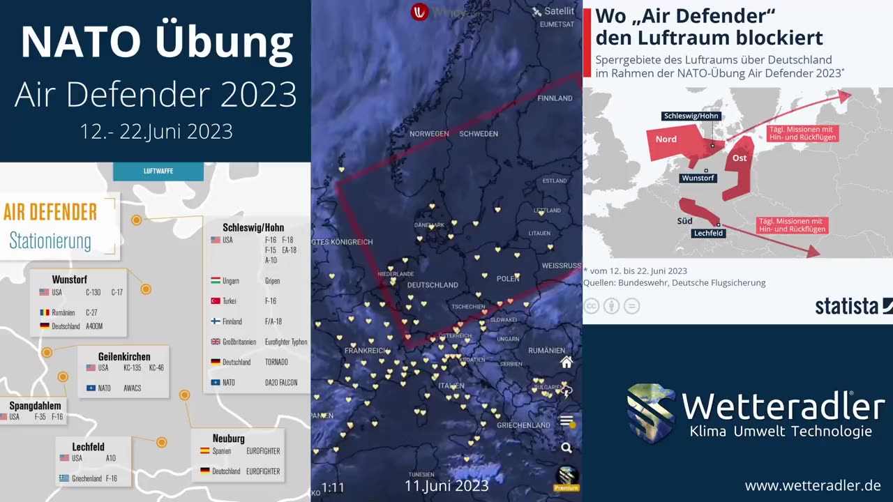 Air defender NATO exercise over europe guarantees a barrier to chemtrail feeded clouds