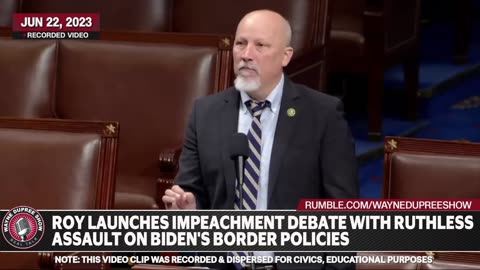 "Rep. Chip Roy Backs Measure to Impeach President Biden"