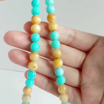 Natural turquoise with YellowBumble bee roundle beads handmade jewelry set gift03