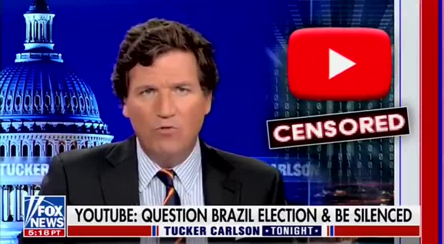 Tucker Carlson on Fox News: "Was YouTube allowed to interfere in the elections in Brazil?"