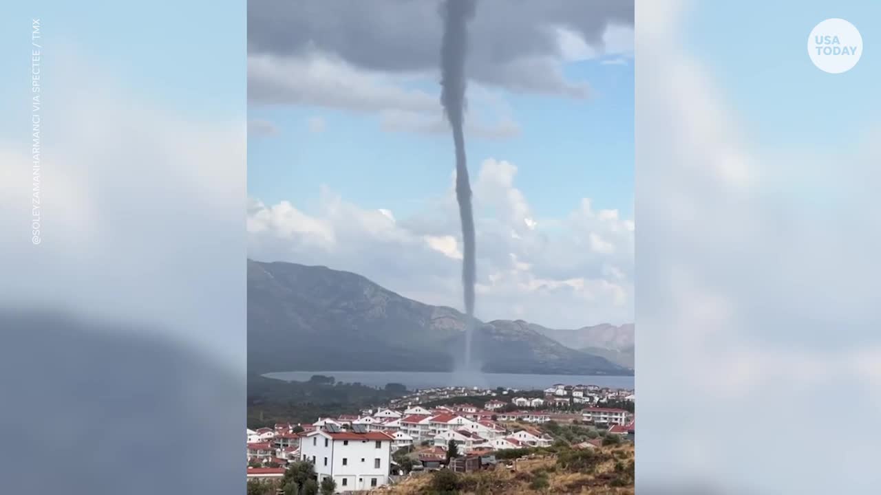 Towering waterspout twists on Turkey's coastline | USA TODAY