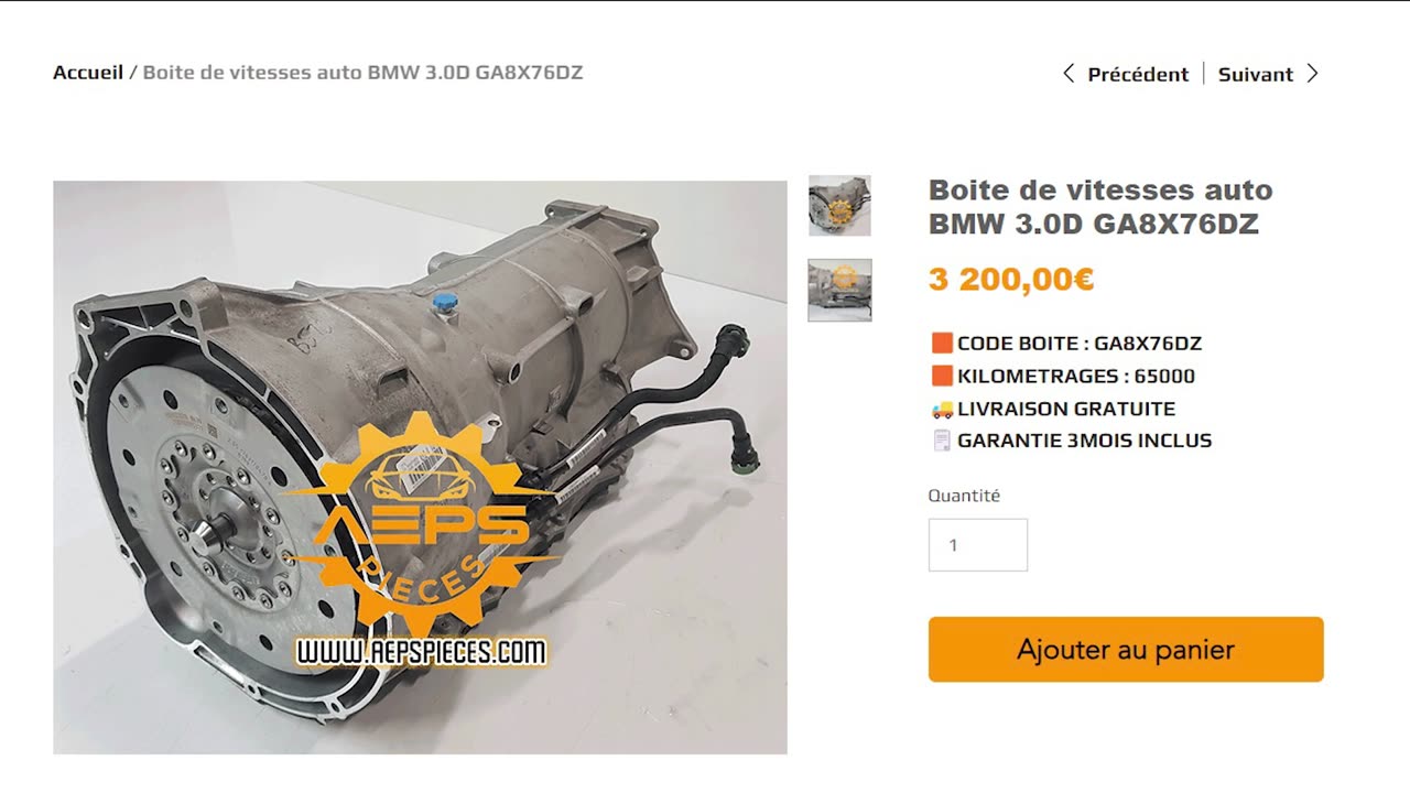 AEPSPIECES.COM - Boite de vitesses auto BMW 3.0D GA8X76DZ