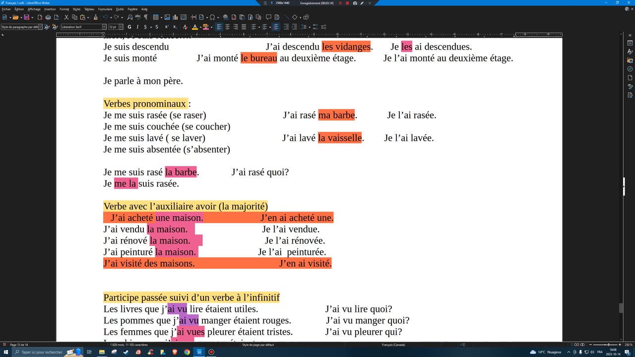 French 24 (old) Conjugation of the compound past tense part 1