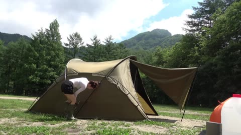 Solo camping soaked in rainstorm Real heavy rain Relaxing deep sleep ASMR