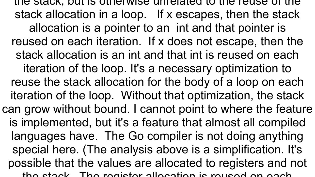 cmdcompile The mechanism by which stackallocated variable memory within a loop is reused