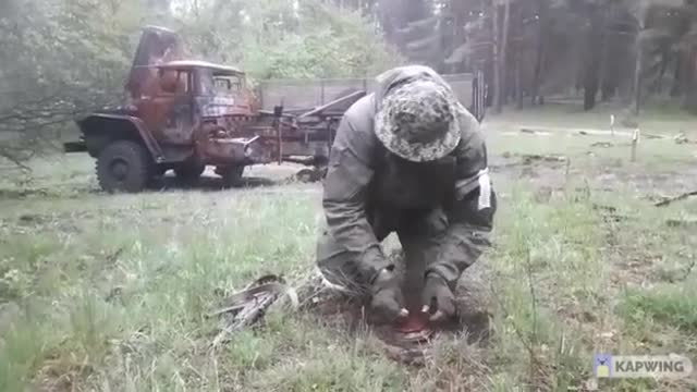 Engineer and sapper company of the 7th brigade of the LPR Army performs mine clearance in Rubezhnoye