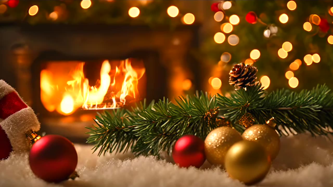 Relaxing Christmas Music ⛄ Instrumental Christmas Songs Playlist with A Warm Fireplace