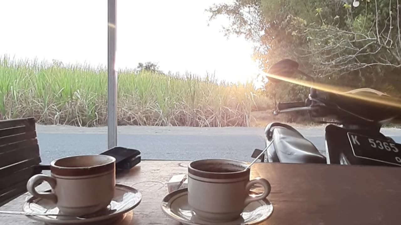 enjoy the sunset, accompanied by coffee