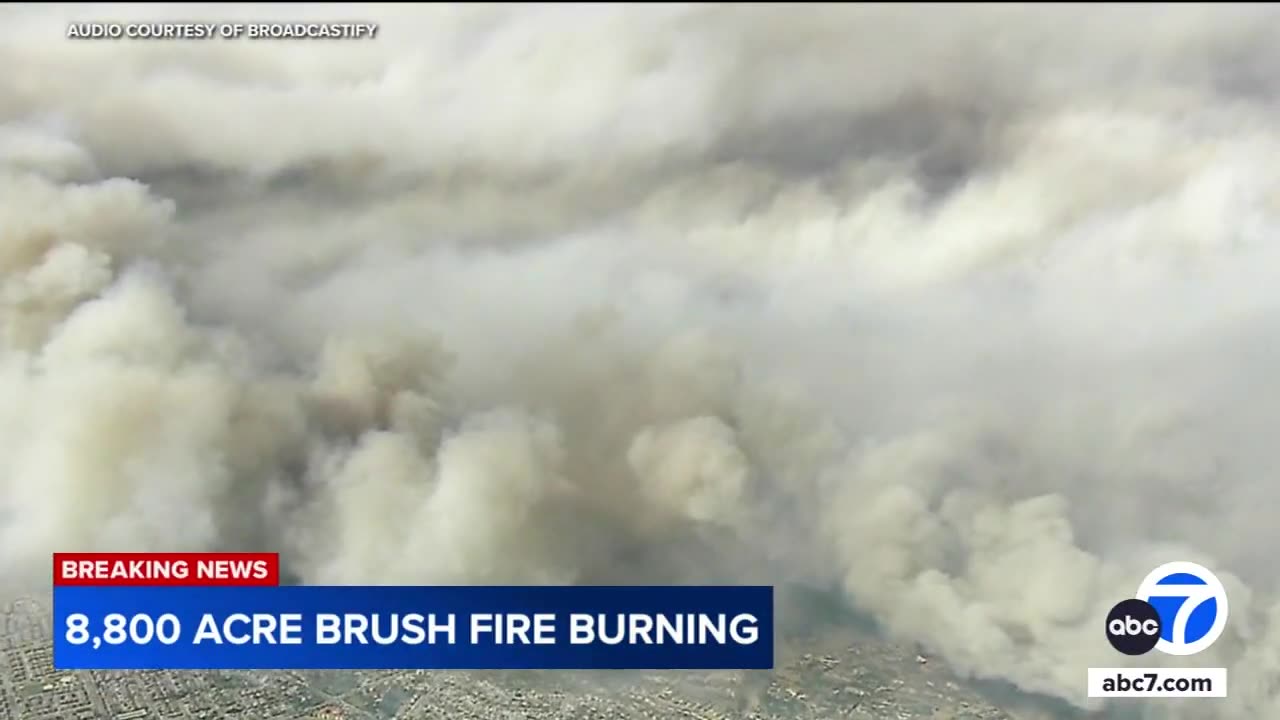 Dramatic radio call from firefighters released as 10,000-acre brush fire destroys dozens of homes