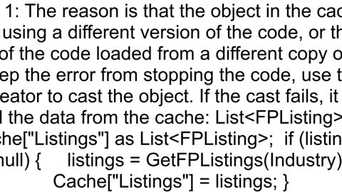 Problem casting a list retrieved from data cache