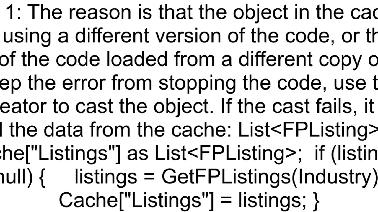 Problem casting a list retrieved from data cache