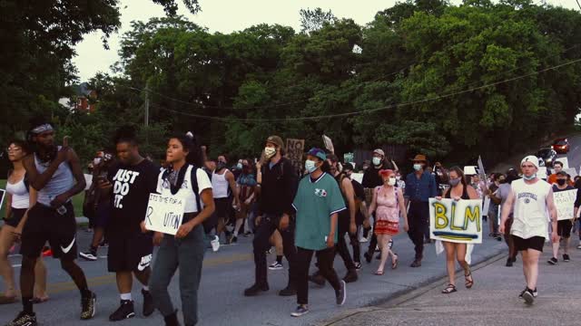 Video if people protesting on street.