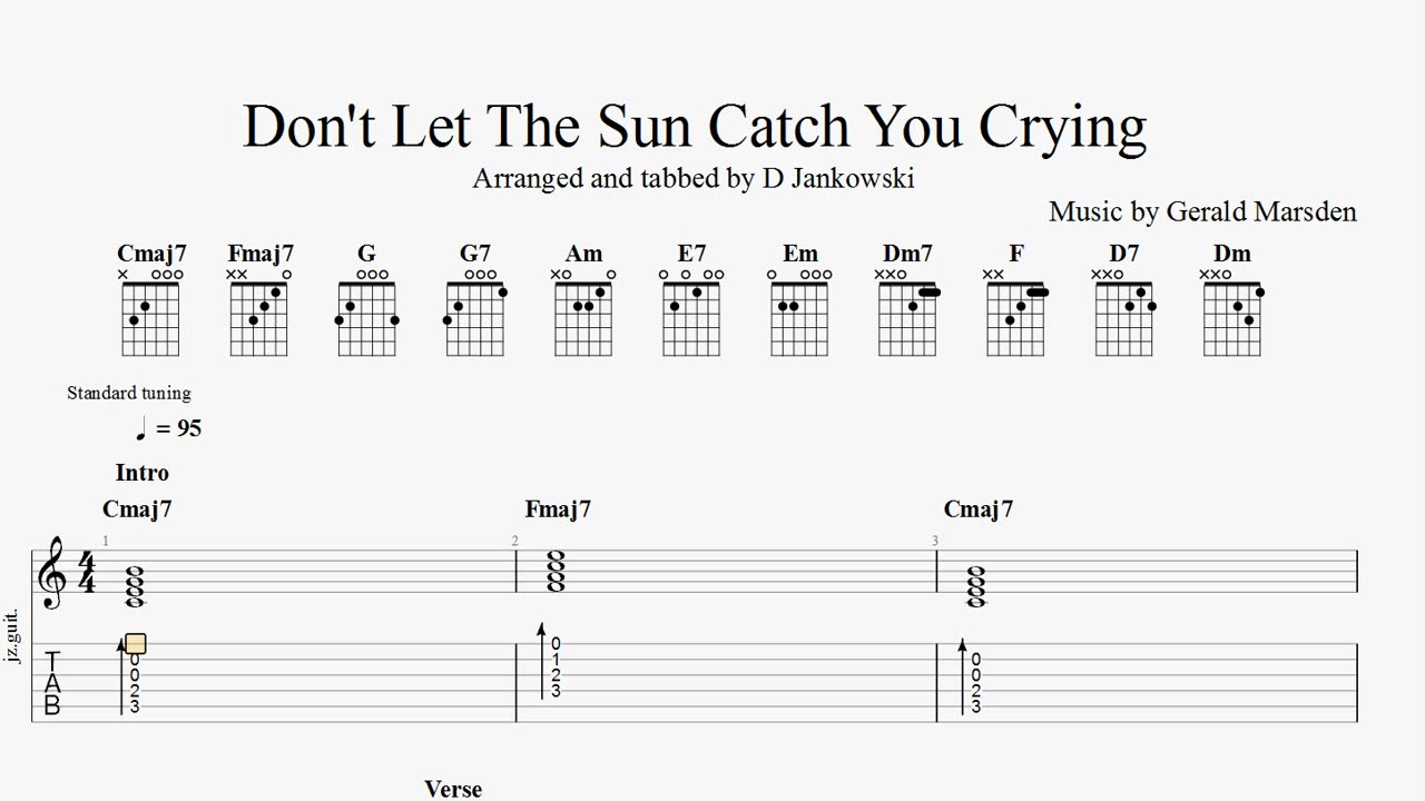 How to play Don't Let The Sun Catch You Crying