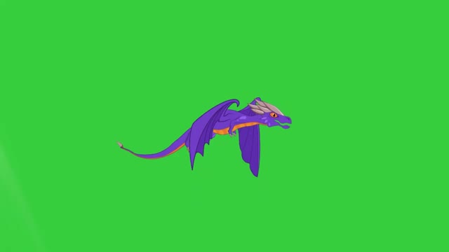 Blue dragon animation on green background.