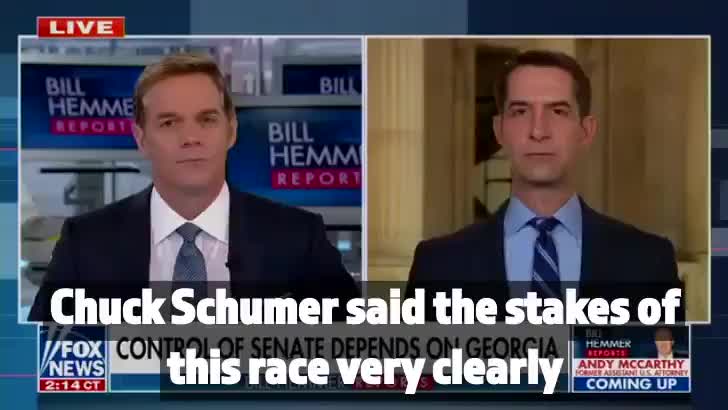 Cotton plays with Chuck Schumer and his statements.