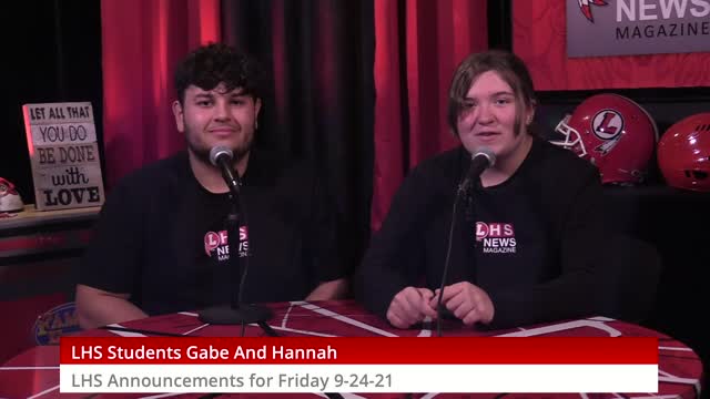 Gabe & Hannah with LHS Announcements 9-24-21