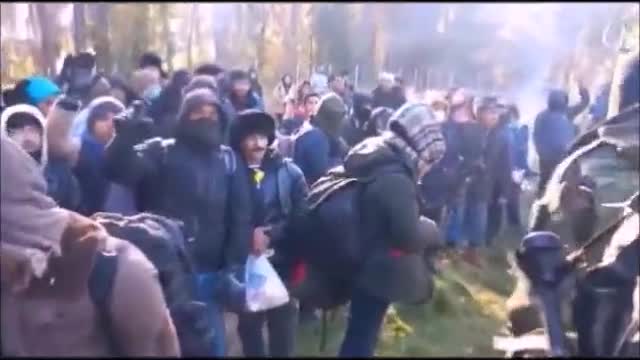 migrants storming border on way to germany
