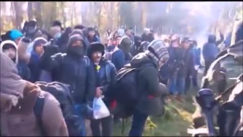 migrants storming border on way to germany