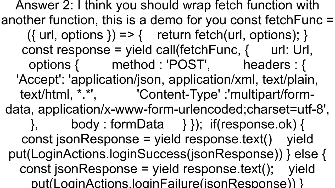 Post form data using Fetch in Reduxsaga