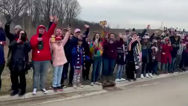 Michigan Rally - Supporters Line The Roads to See President Trump