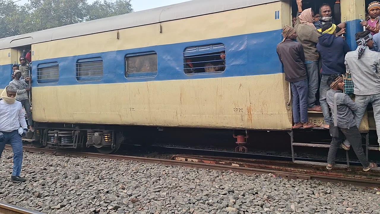 High Speed Goods Train Coming When Crowd Is Coming Another Train #railway #train