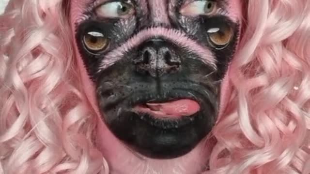 Dog on funny makeup