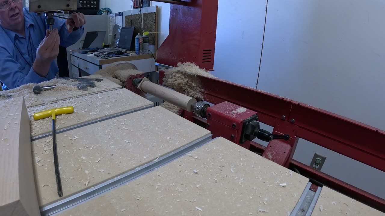 CNC router making foot massager roller, GoPro time warp 5x