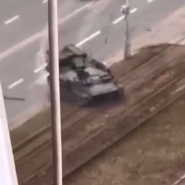 RUSSIAN ARMY RUN OVER A CAR OF A UKRAINE CIVILIAN