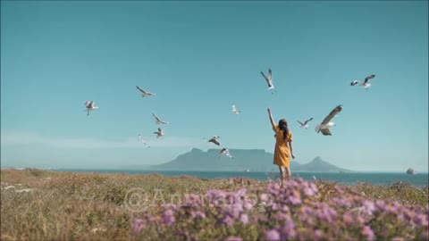 Girl with beautiful birds