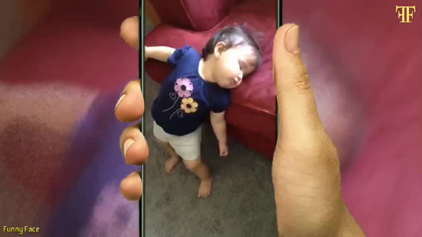 funny baby falls asleep while standing