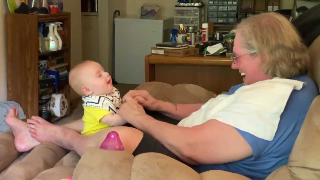 Baby talking to Grandma - surprise ending!