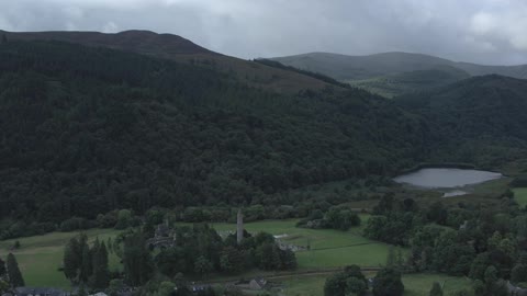 Aerial Footage Of A Beautiful Landscape Of A Town In The Outskirts