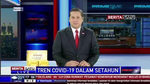 Covid-19 case data displayed monthly on Indonesian television news