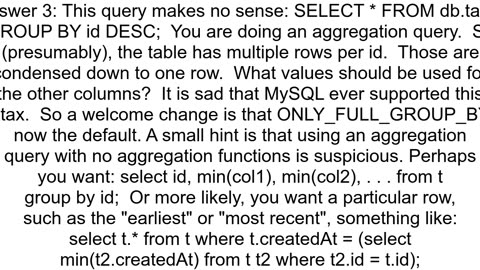 quotgroup by descquot syntax error on mysql 80 which is fine on 57