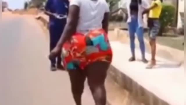 Young woman with heavy backside