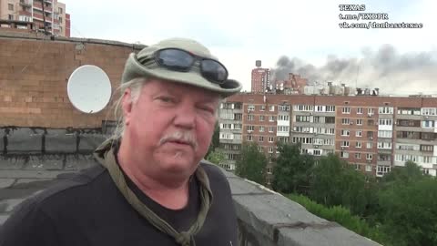 Heavy bombardment Donetsk city center 18 June 2022