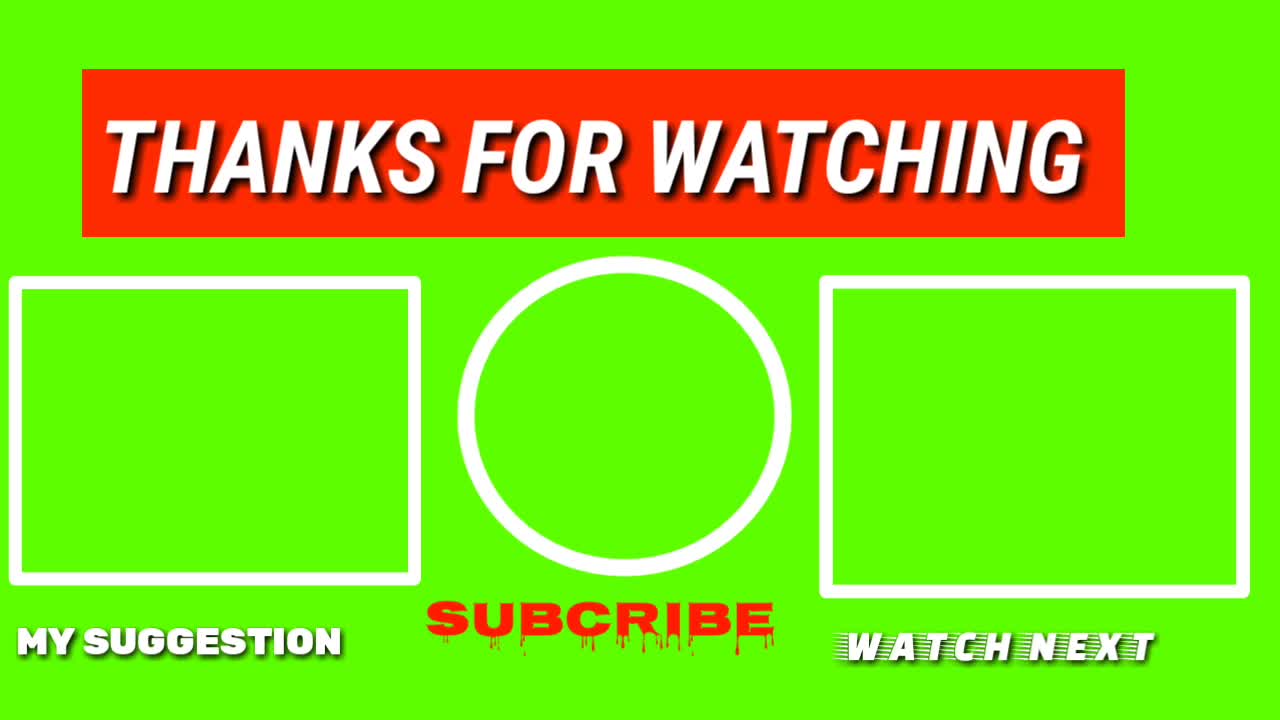YOUTUBE CHANNEL end screen with green screen free copyright