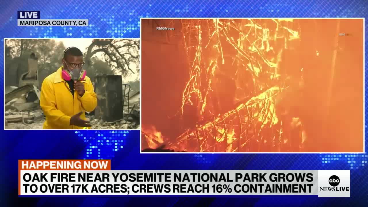 "Oak Fire near Yosemite National Park scorches over 18,000 acres l ABCNL "