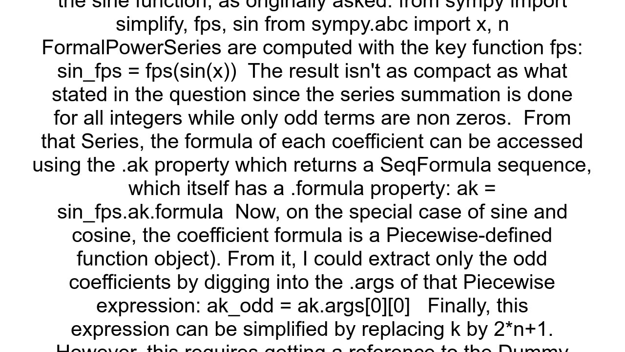 How to find the nth term of a Taylor series in Sympy