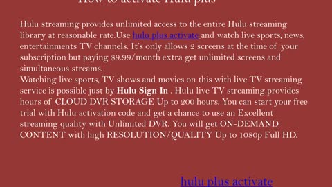How to activate Hulu plus