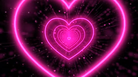 097. Heart Tunnel💖Pink Heart Background Neon Heart Background Video Wallpaper Heart [3 Hours]