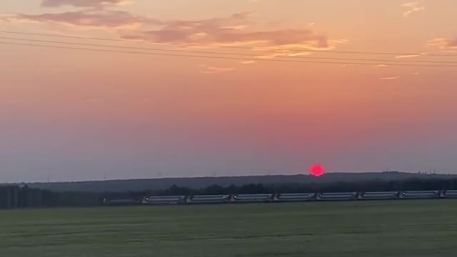 Train and sunset