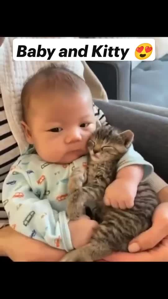 Baby and cat sleeping